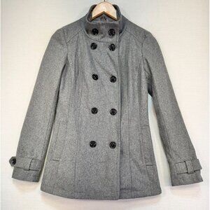 Guess Womens Double-Breasted Preppy Academia Wool Blend Peacoat Gray Size S/P